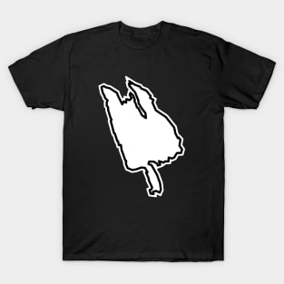 Thetis Island Silhouette in White with Black Outline - Thetis Island T-Shirt